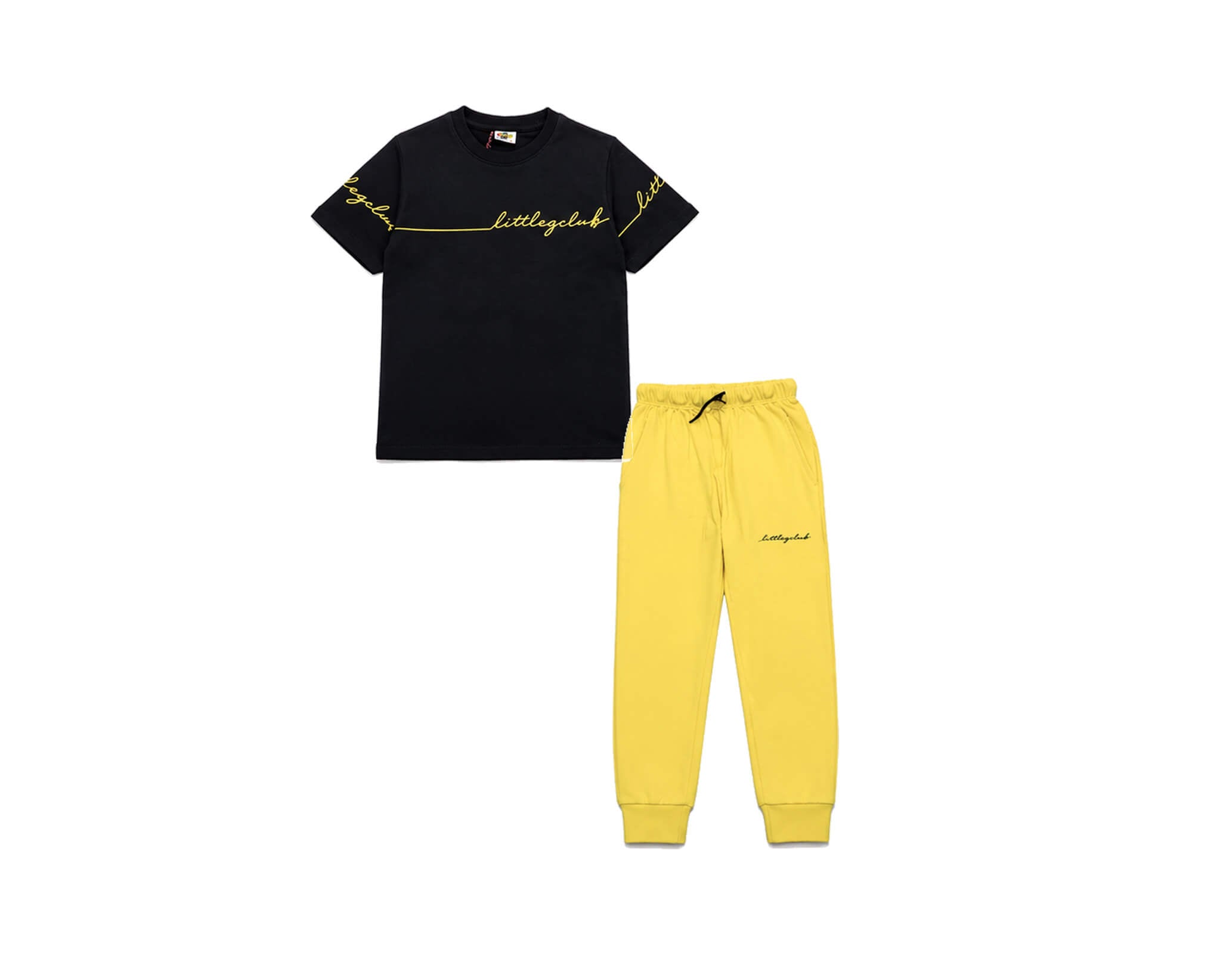 Littlez Club Printed half Sleeve Shirt &  Trouser - Black & Yellow