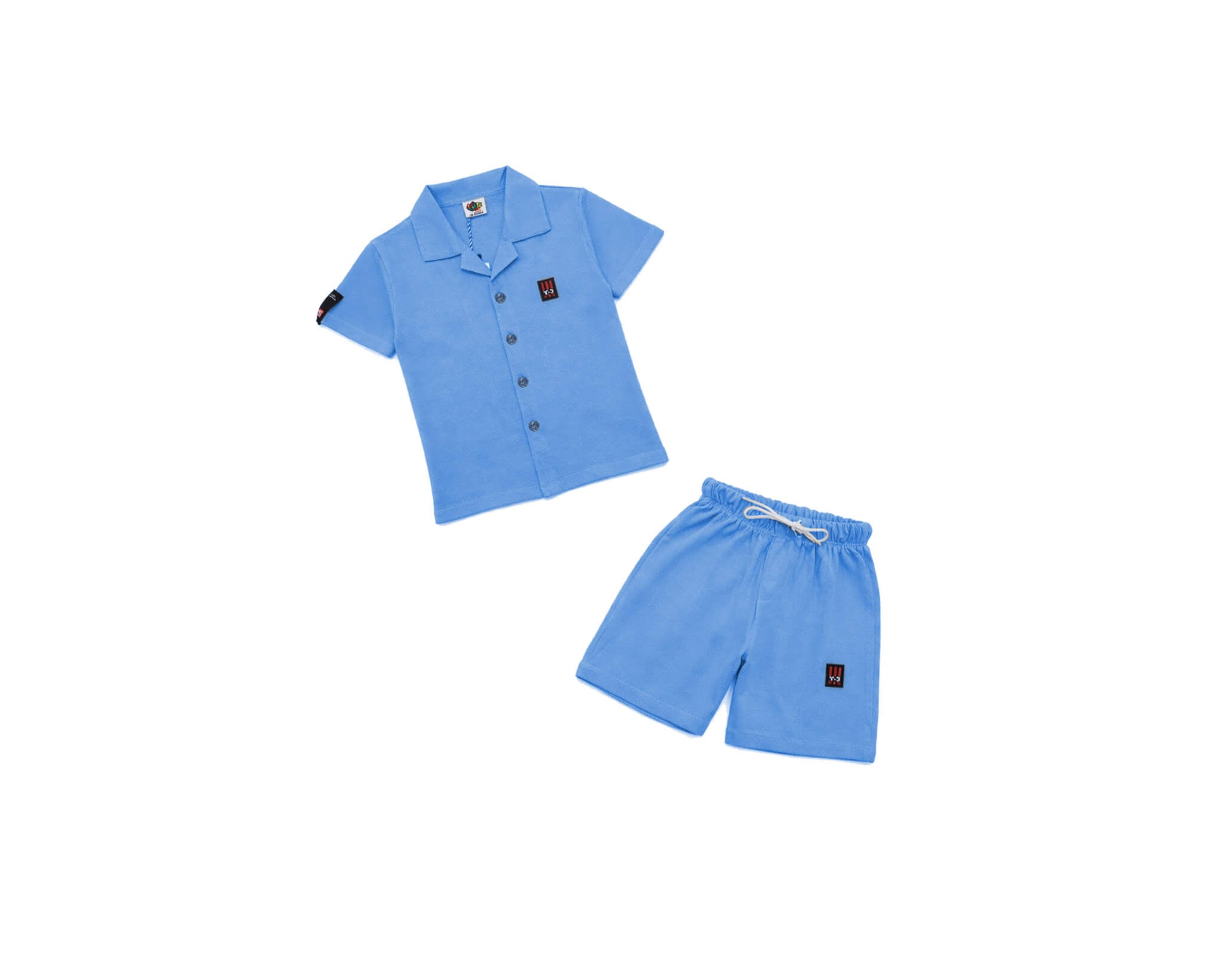 Logo With Premium Look Tee & Short - Sky Blue