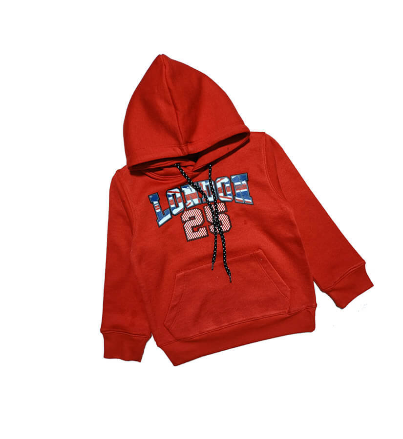 London 25 Fleece Hood -Red