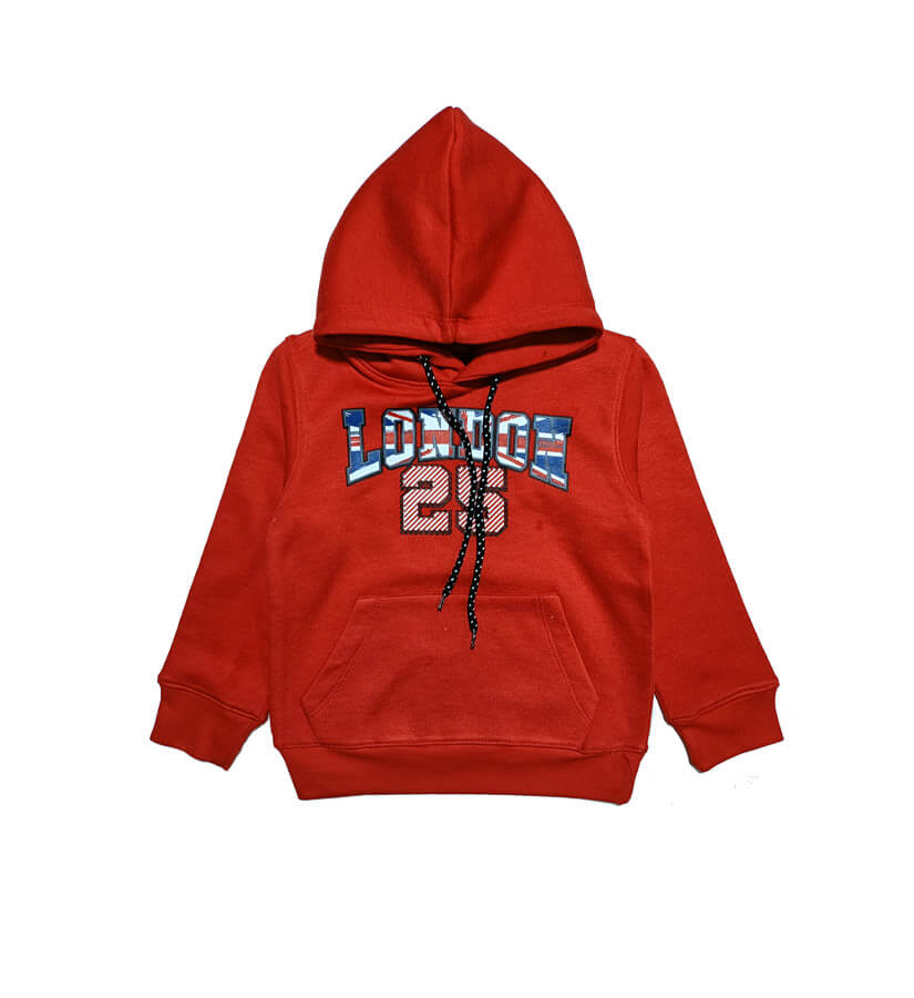 London 25 Fleece Hood -Red