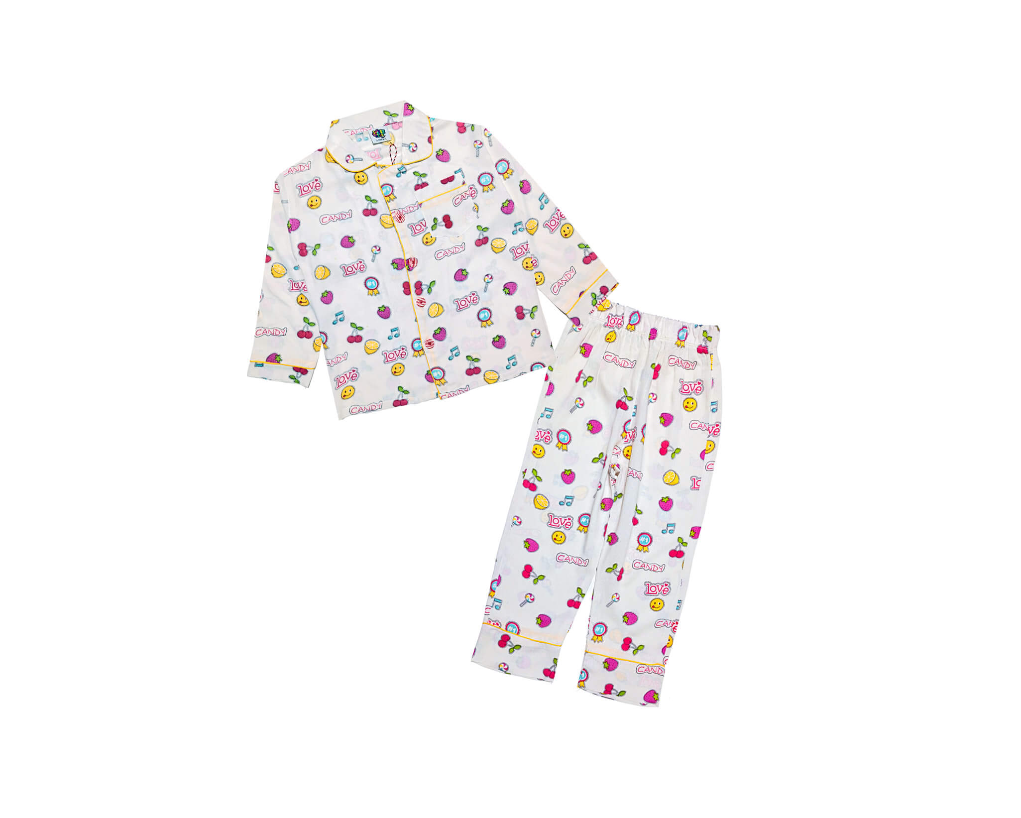 Love Candy Kids Night Suit -Ash White