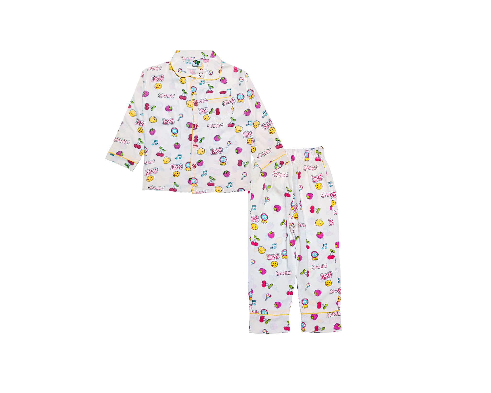 Love Candy Kids Night Suit -Ash White