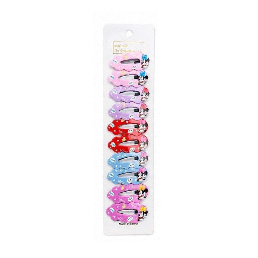 Love Minnie Printed Hairs Pins Pack Of Five Different Colors