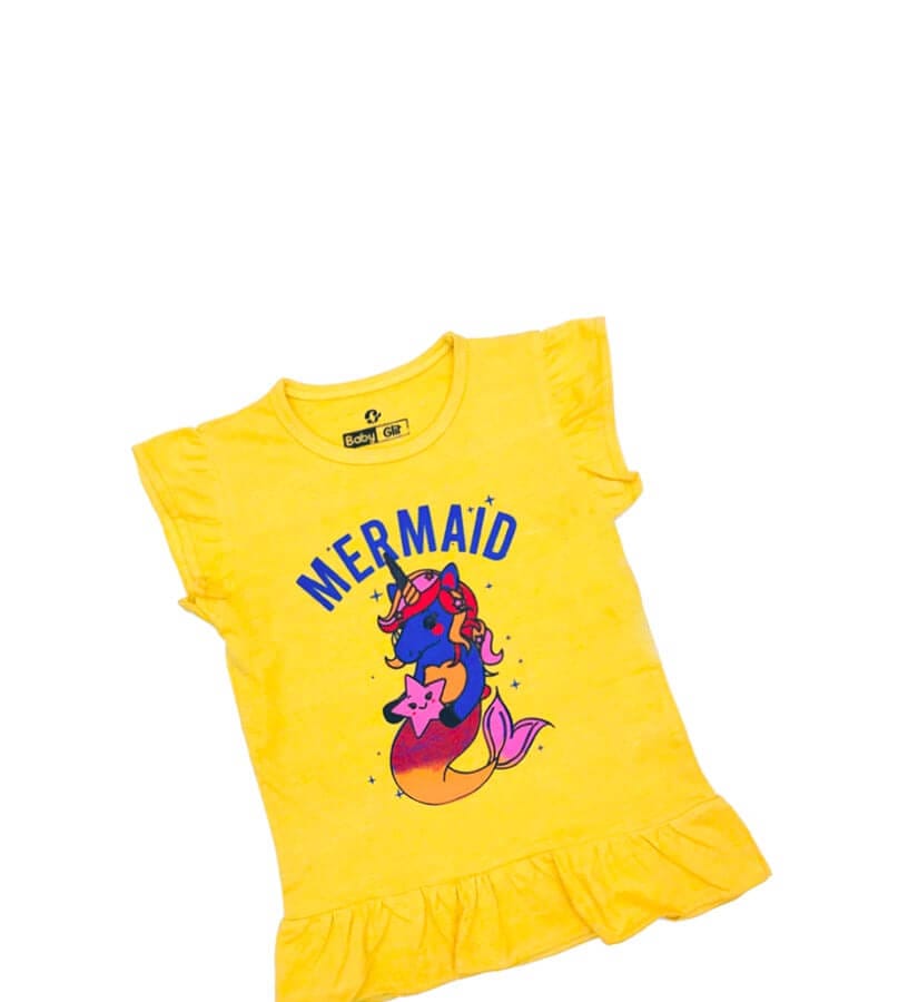 MERMAID UNICORN Tee Shirt - Yellow