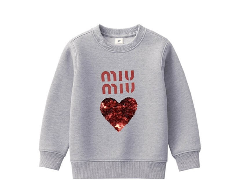 MIU Swquin Red Heart Fleece Sweatshirt – Grey