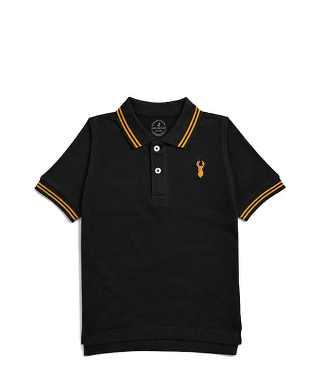 Markhor  Logo Colar Tipping Polo Shirt – Black