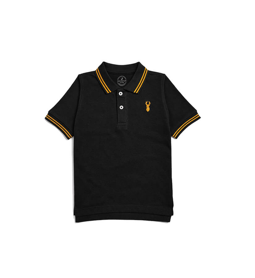 Markhor  Logo Colar Tipping Polo Shirt – Black