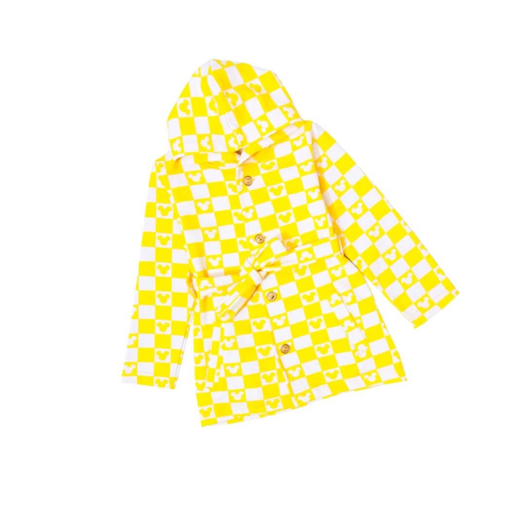 Mickey Check Fleece Coat - Yellow