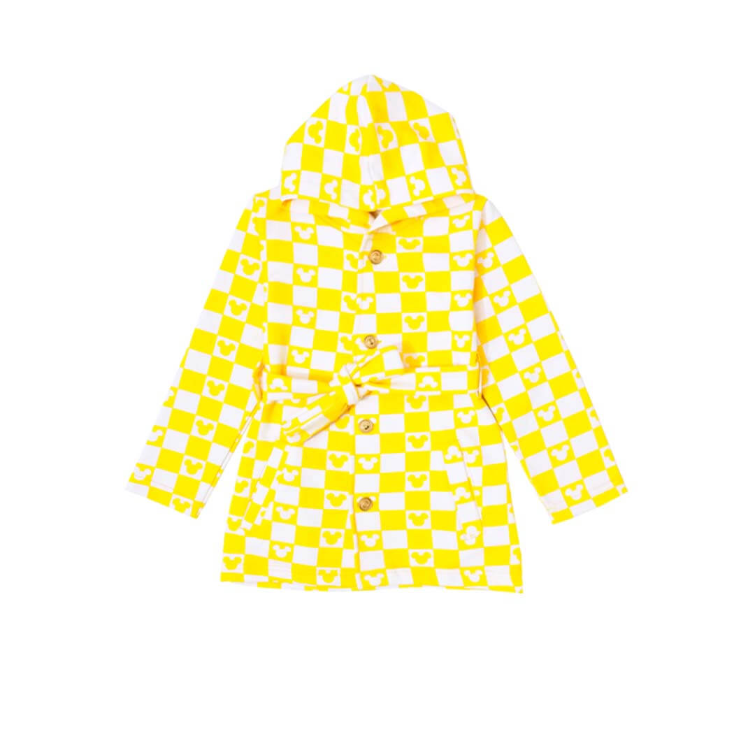 Mickey Check Fleece Coat - Yellow