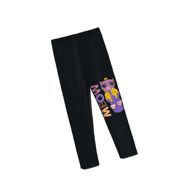 Meow Kitty Faces Cotton Lycra Tights - Black