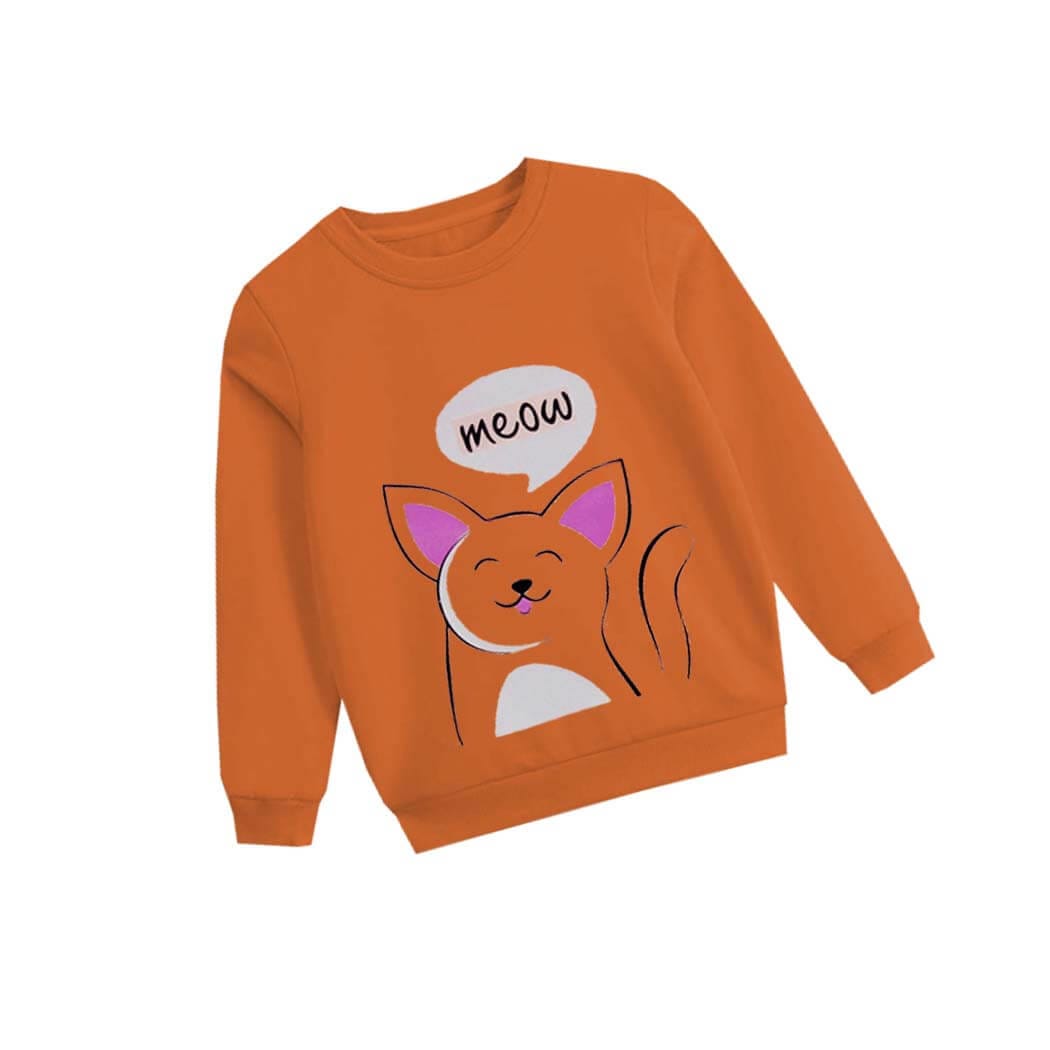Meow Sweet Cat Light Fleece Sweatshirt - Rust