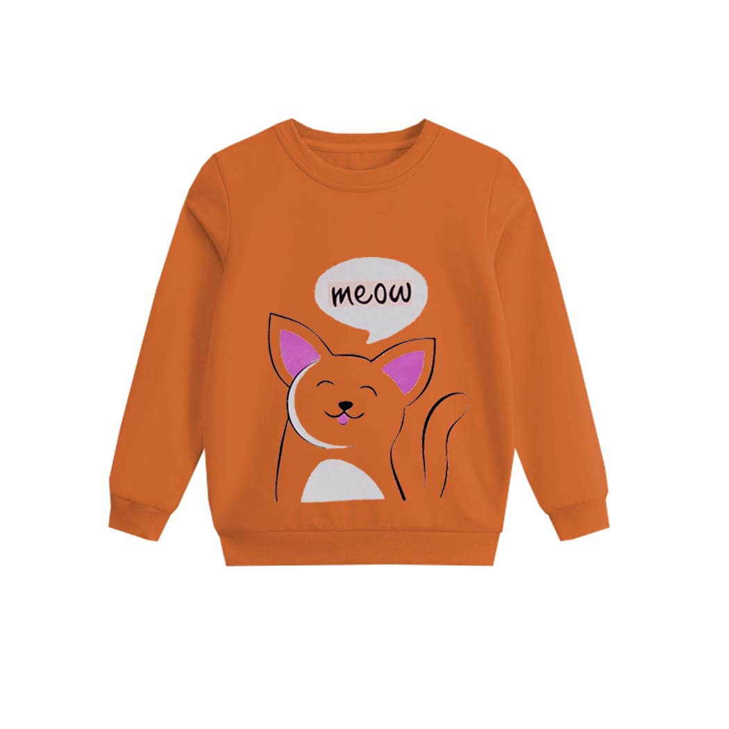 Meow Sweet Cat Light Fleece Sweatshirt - Rust