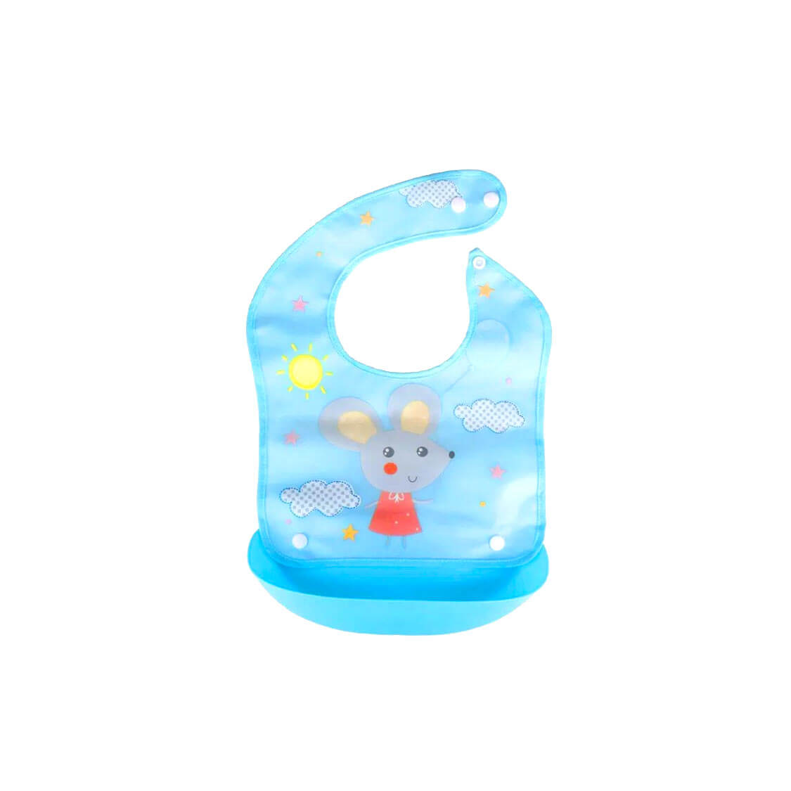 Mice Silicone Waterproof Baby Bibs with Tray -Blue