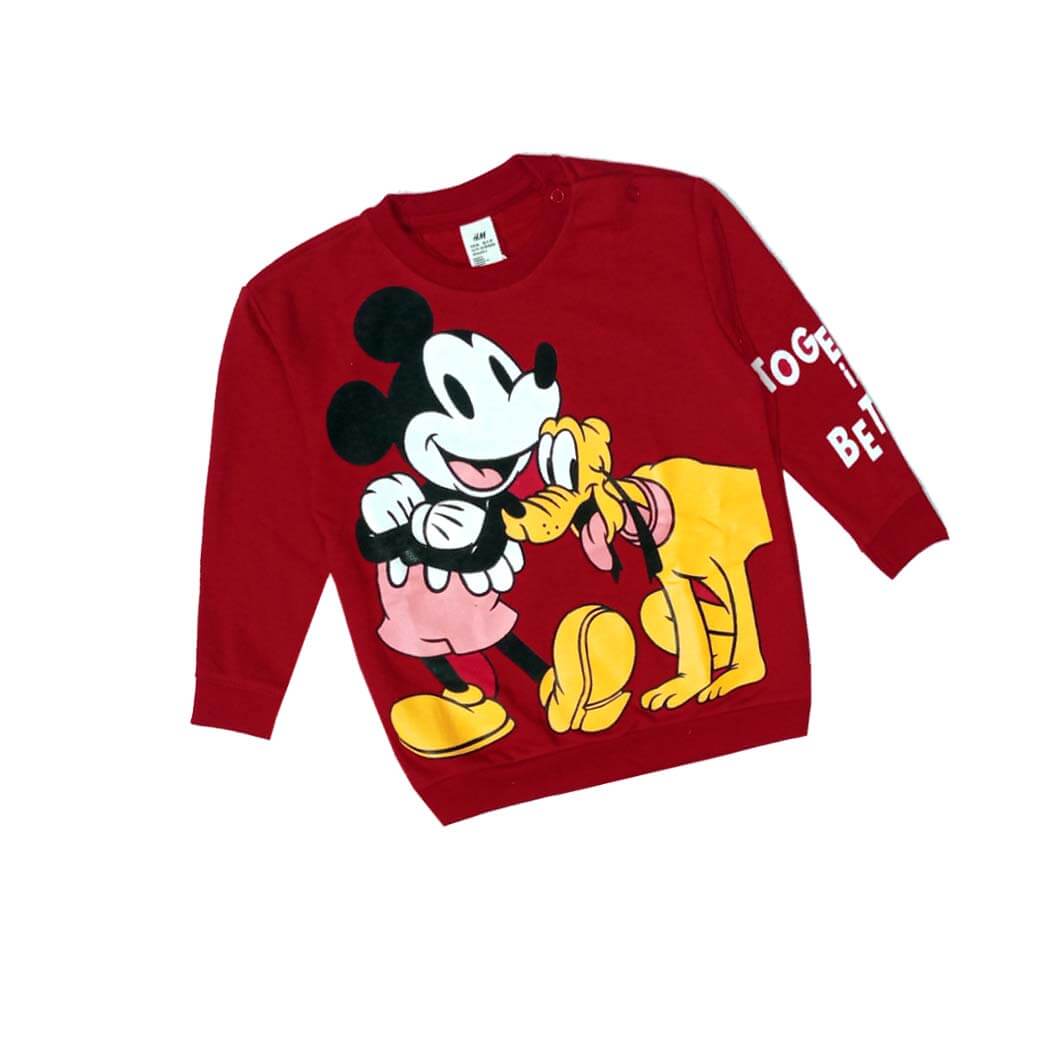 Mickey Playing With Pluto Fleece Sweatshirt-red