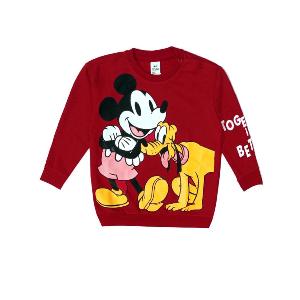 Mickey Playing With Pluto Fleece Sweatshirt-red