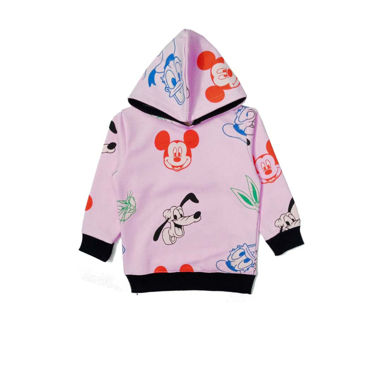 Mickey Snoopy &amp; Donald Fleece Hoodie - Baby Pink