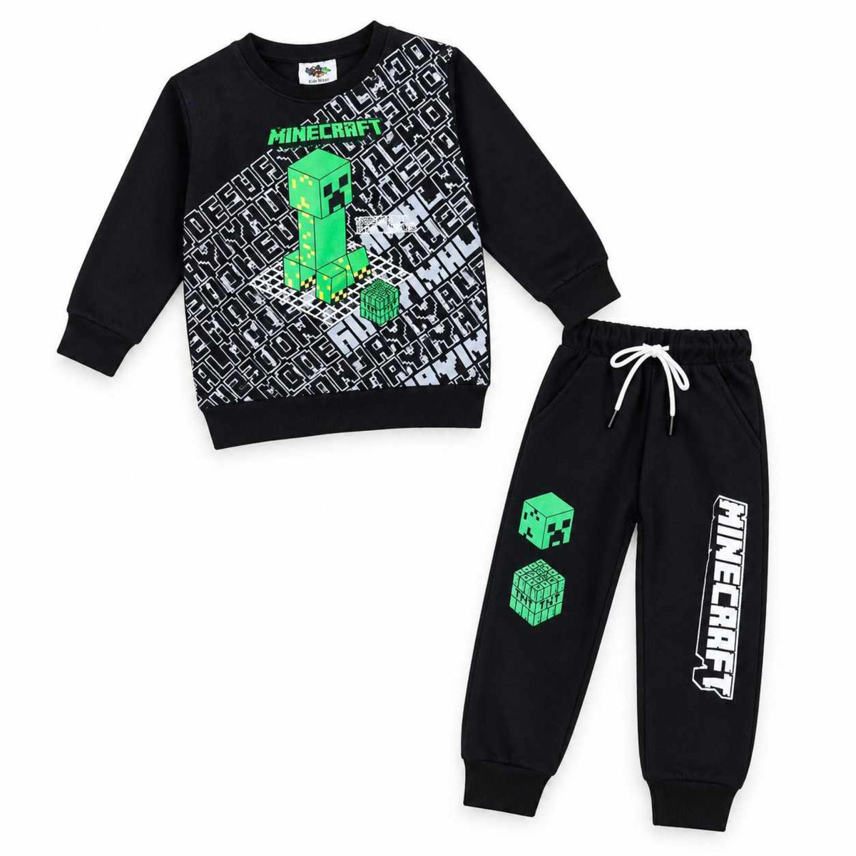 Minecraft Printed Fleece Tracksuit -  Black & Green