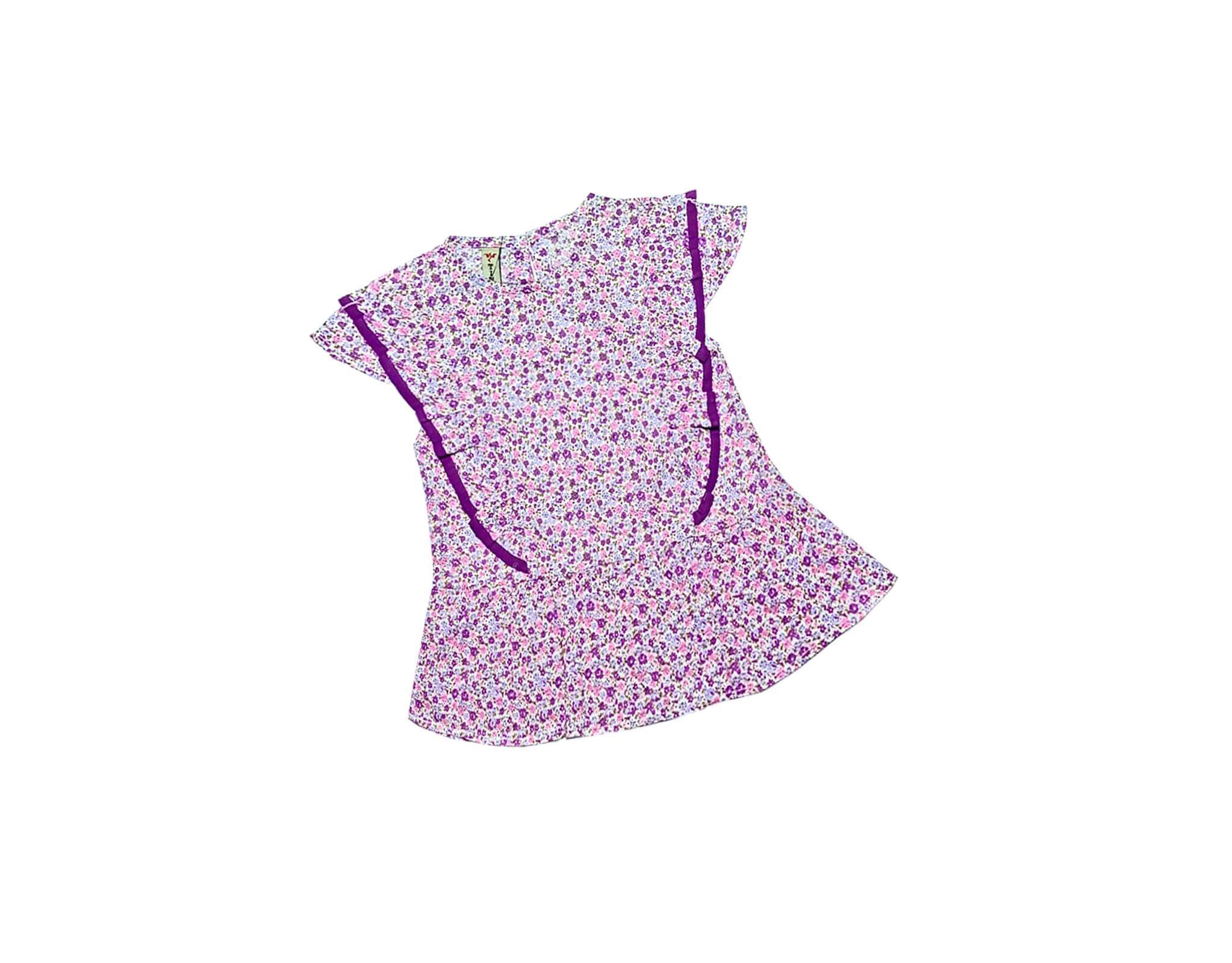 Mini Florals Print Cotton Frill Short Frock