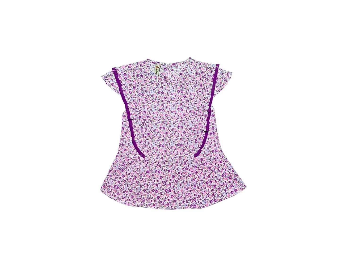 Mini Florals Print Cotton Frill Short Frock