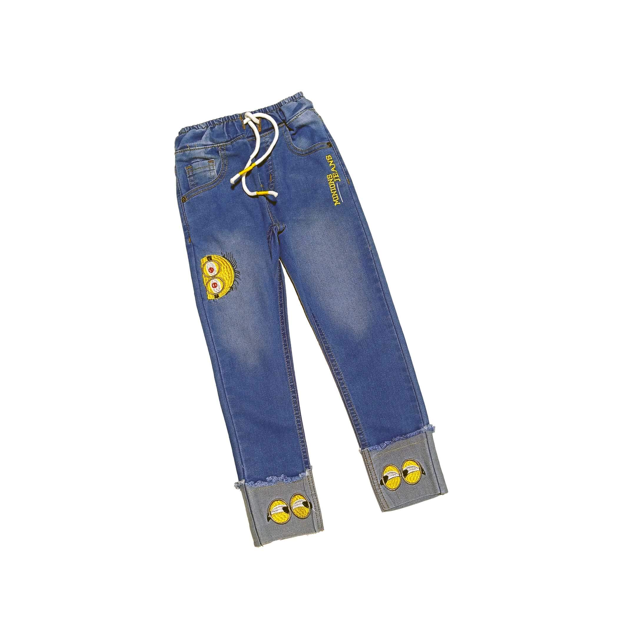 Minions Rolling Eyes Strech Slim Fit Denim Pant - Sky Blue