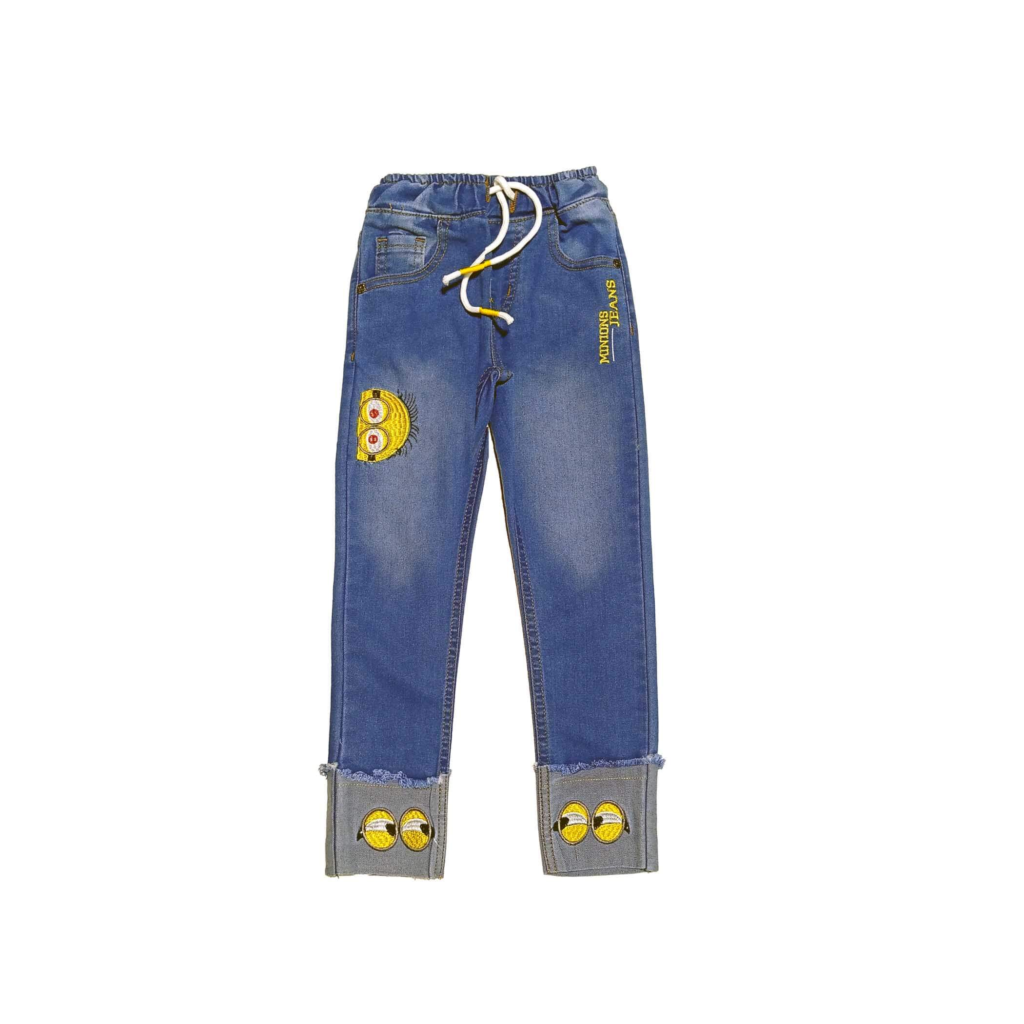 Minions Rolling Eyes Strech Slim Fit Denim Pant - Sky Blue