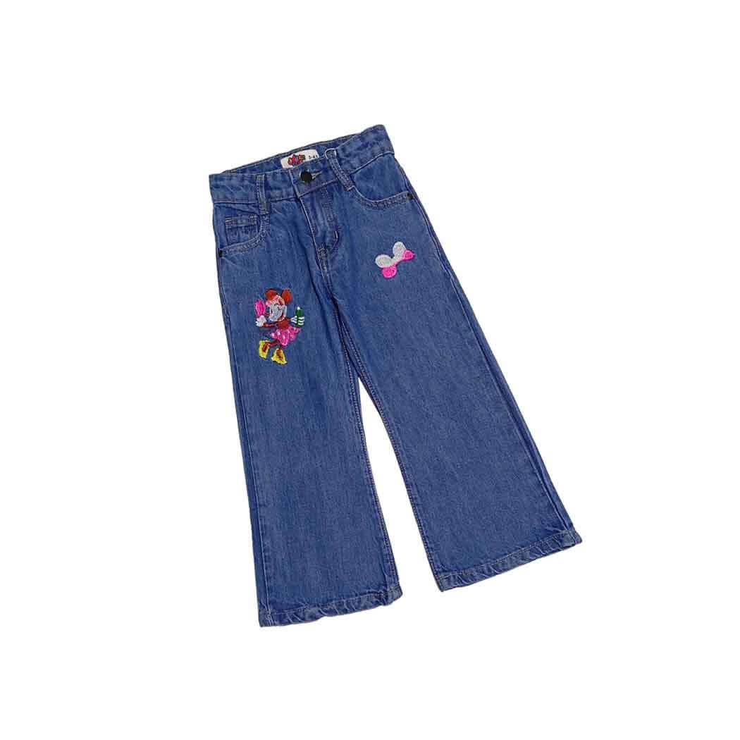 Minnie Bow Flapper Denim Pant - Mid Blue