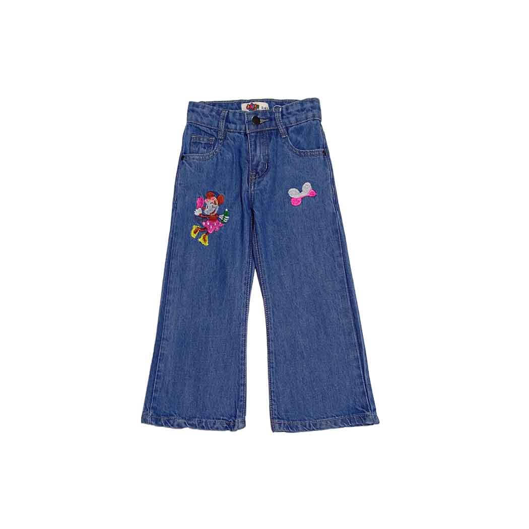 Minnie Bow Flapper Denim Pant - Mid Blue