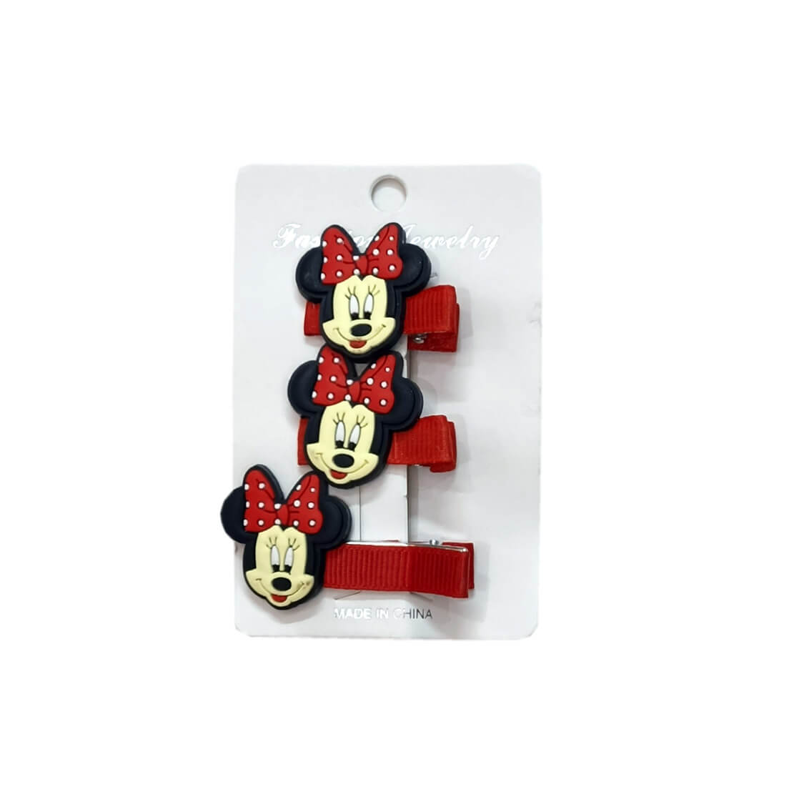 Minnie Hair Silicone Clips 3pc Set ‚Äì Red