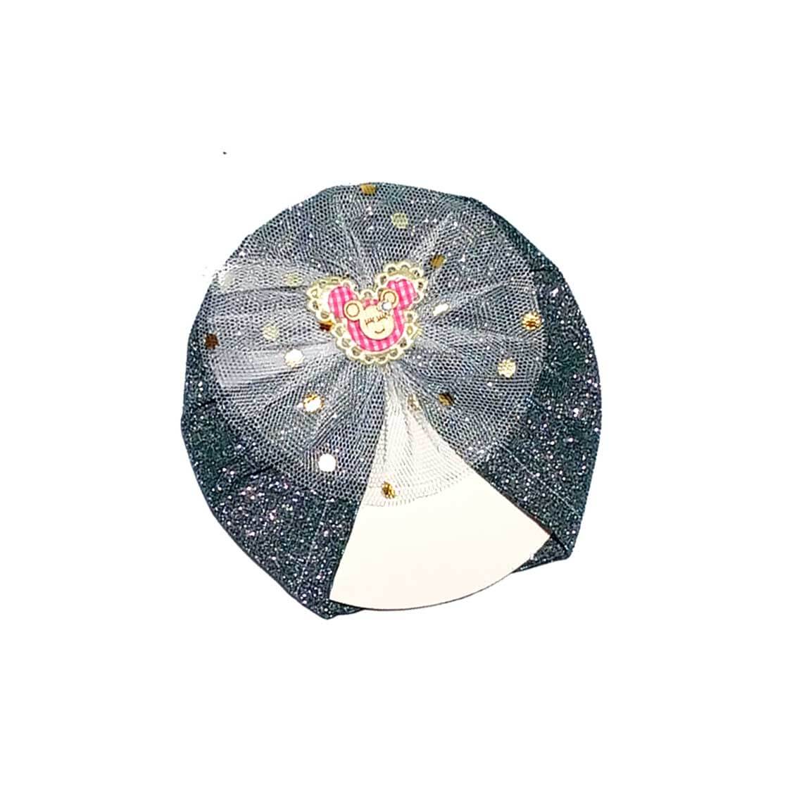 Minnie Net Flowers Moon Light Turban Cap For Babies - Dark Grey