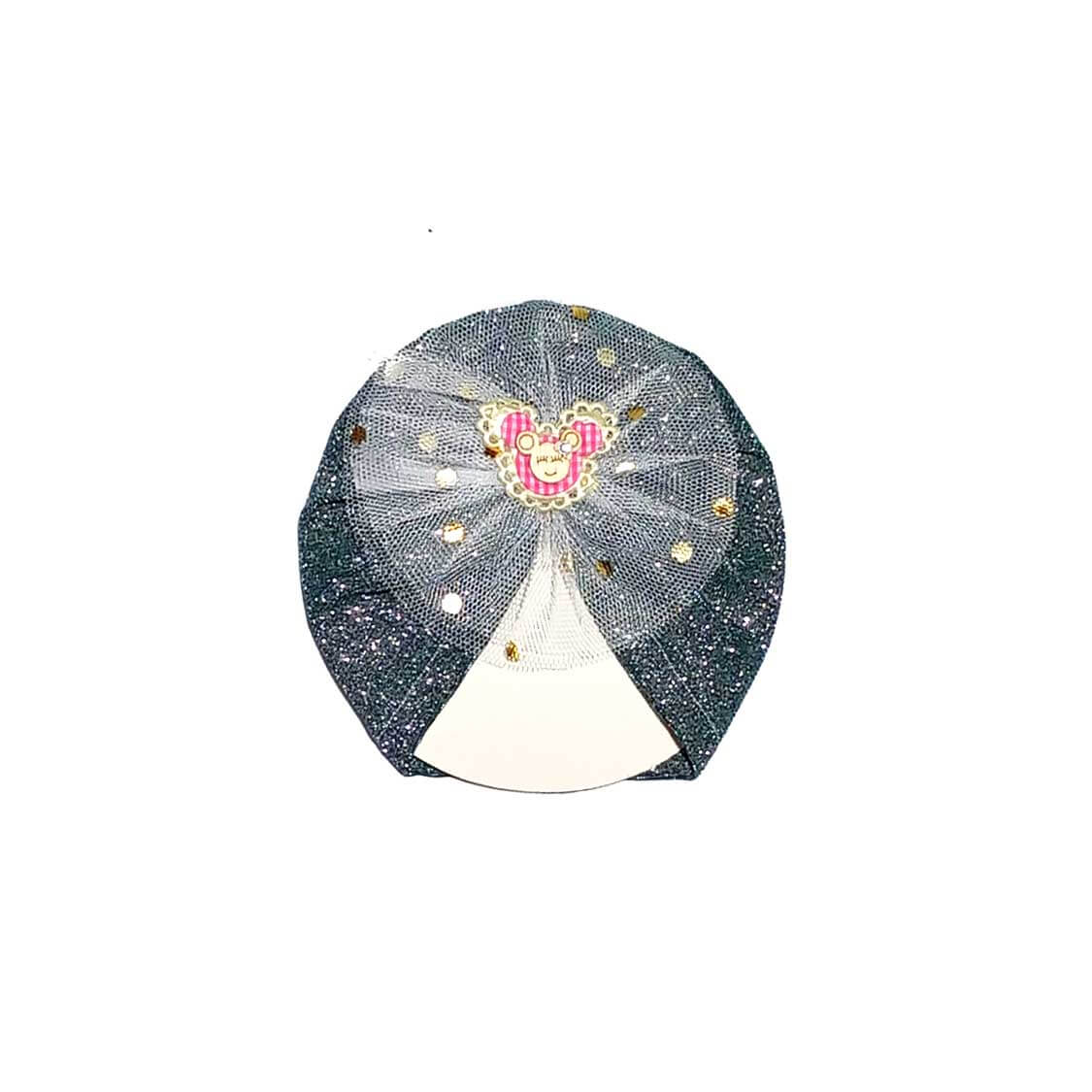 Minnie Net Flowers Moon Light Turban Cap For Babies - Dark Grey