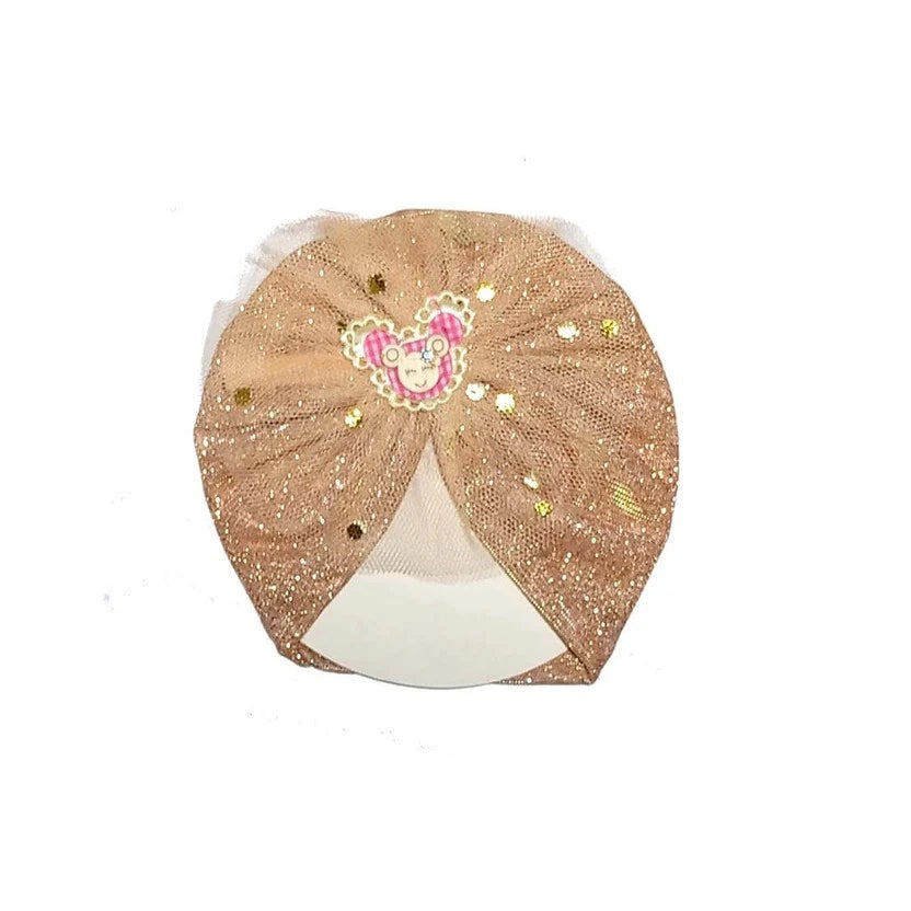 Minnie-Net-Flowers-Moon-Light-Turban-Cap-For-Babies-Peach-Oringe