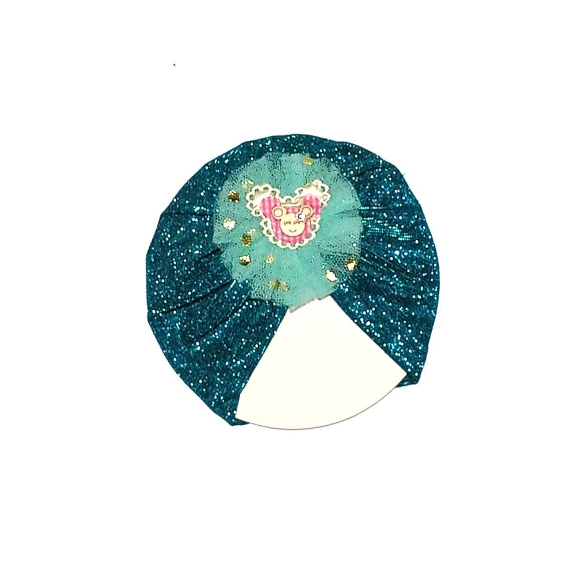 Minnie Net Flowers Moon Light Turban Cap For Babies - Sea Green