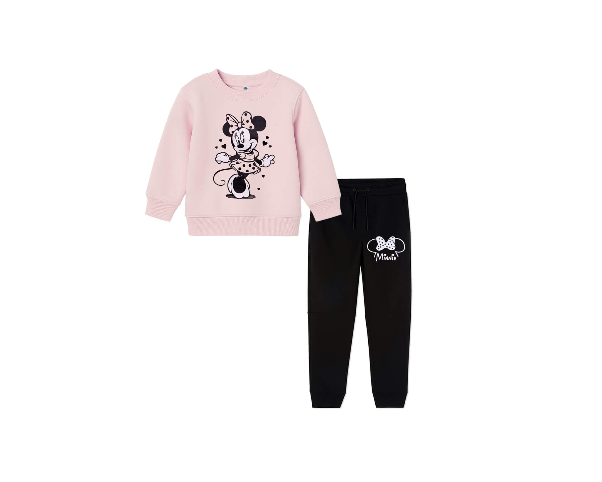 Minnie Style Fleece Tracksuit - Baby Pink &amp; Black