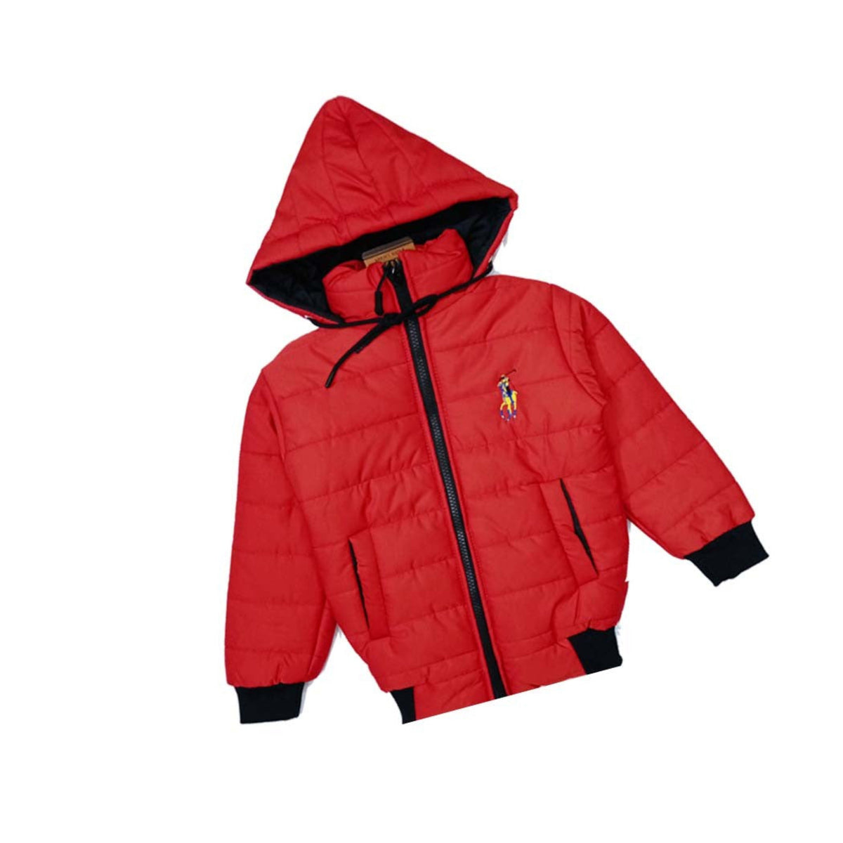 Mock Neck Kids Full sleeves Puffer Jacket - Carrot Red