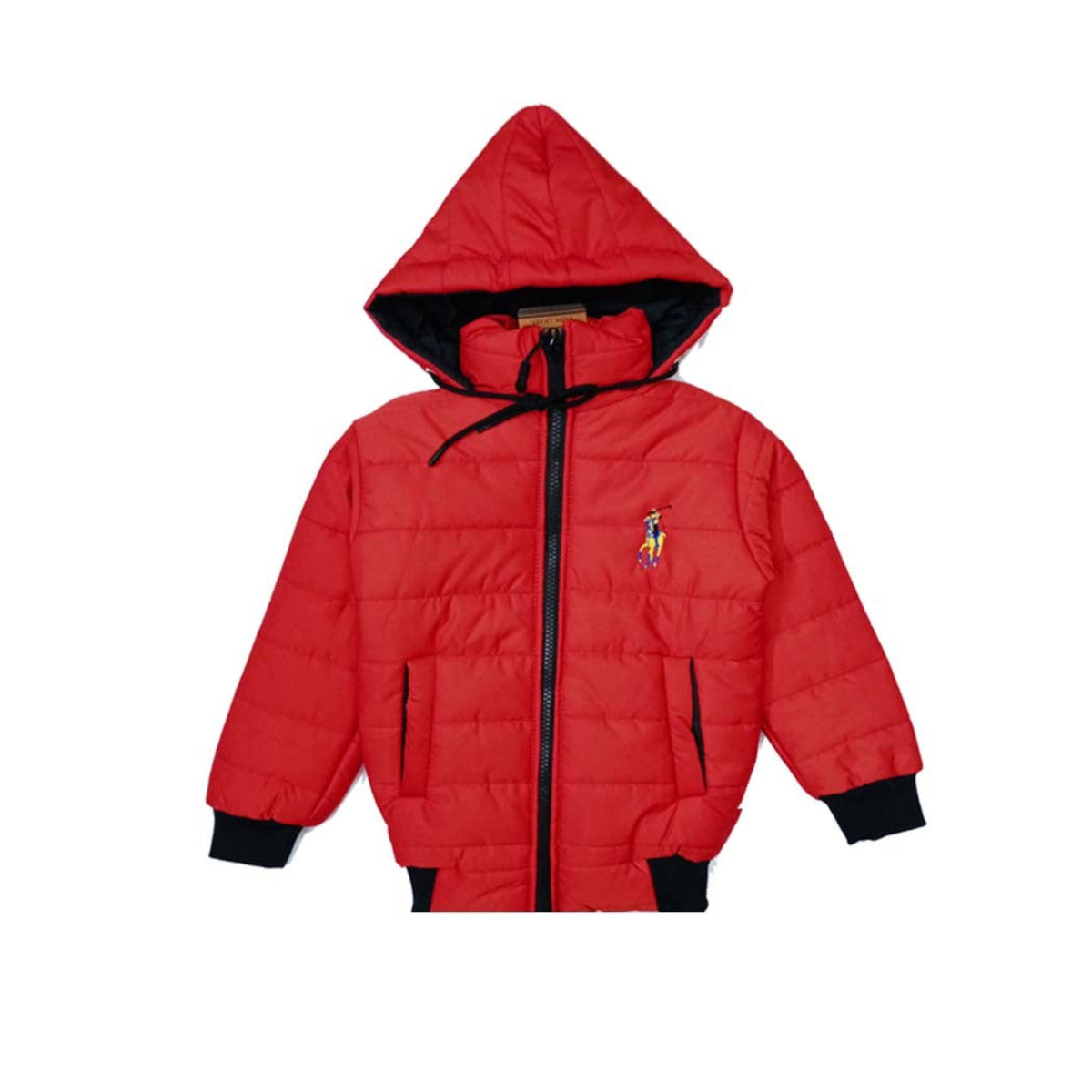 Mock Neck Kids Full sleeves Puffer Jacket - Carrot Red