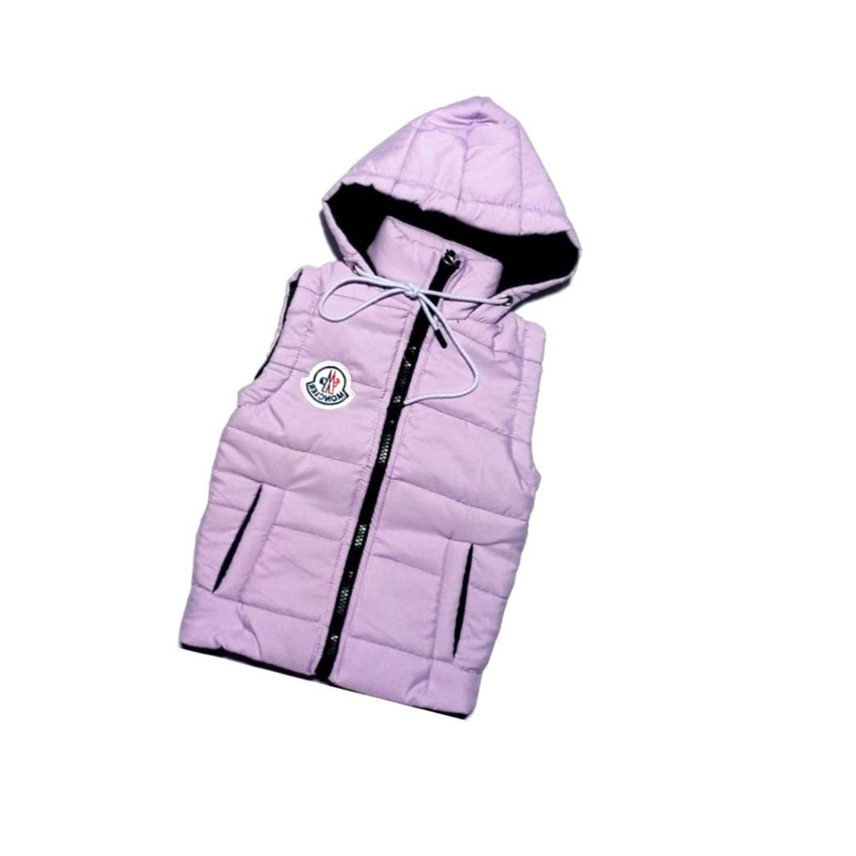 Mock Neck MC logo Sleeveless Puff Jacket - Soft Purple