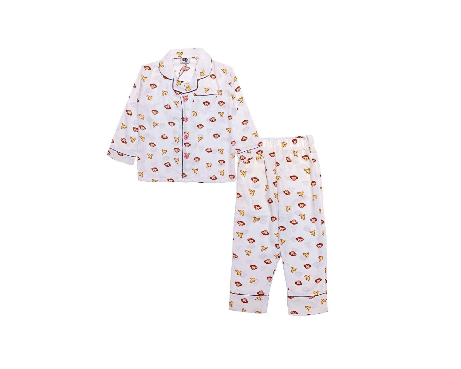 Monkey & Banana Cotton Full Sleeves Night suit - Off White