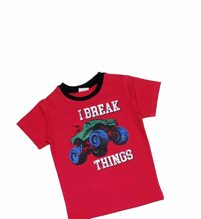 Monster Jeep Break Things Tee Shirt - Red