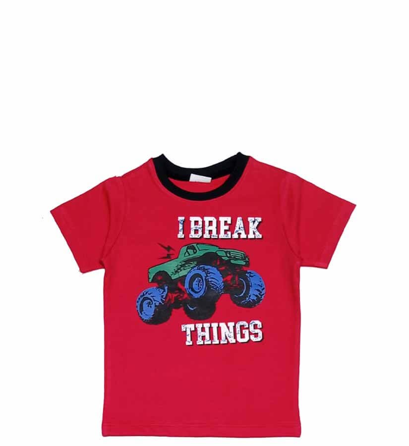 Monster Jeep Break Things Tee Shirt - Red