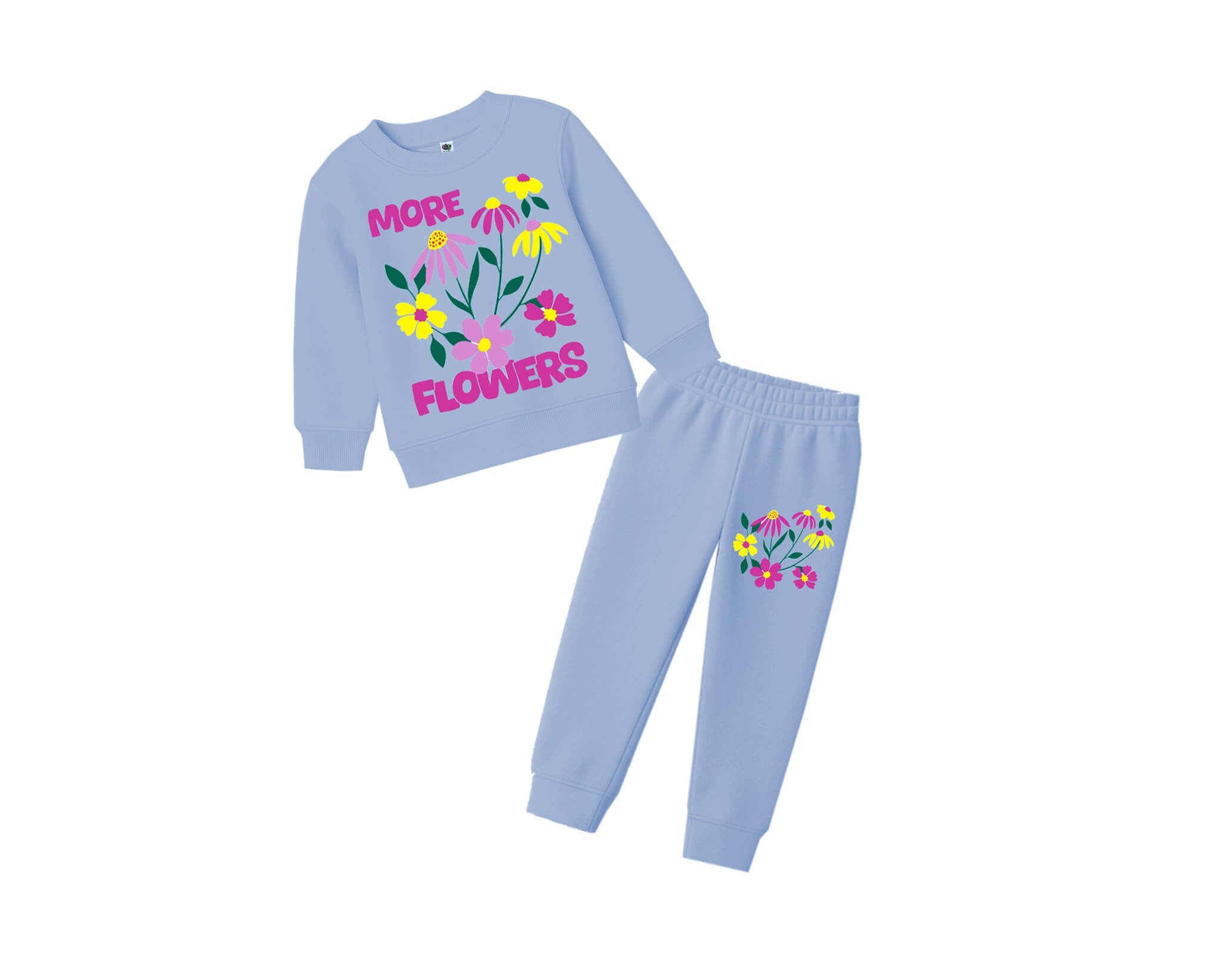 More Flowers Fleece Tracksuit - Sky Blue