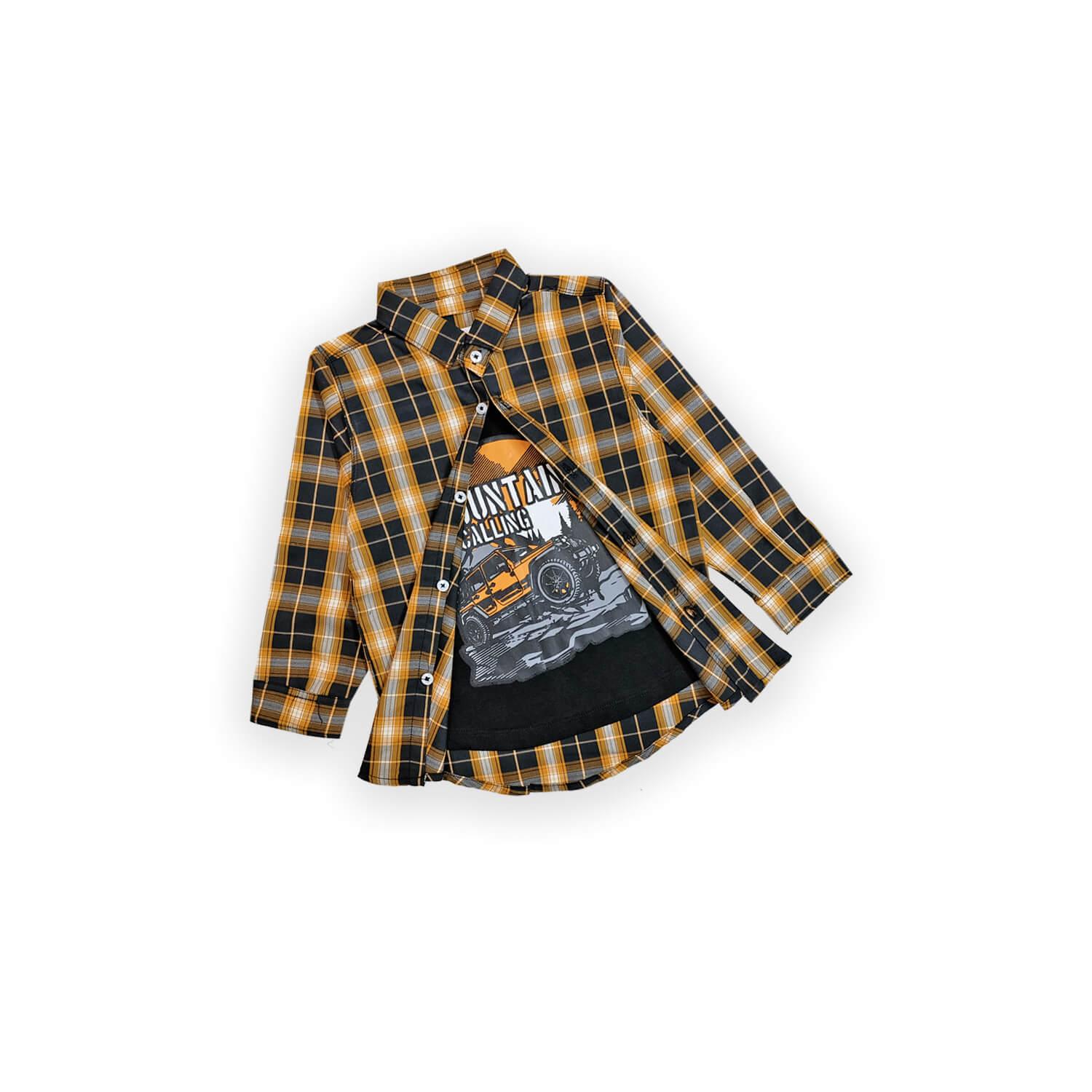 Mountain Rider Double Casual Shirt Mustard &amp; Black