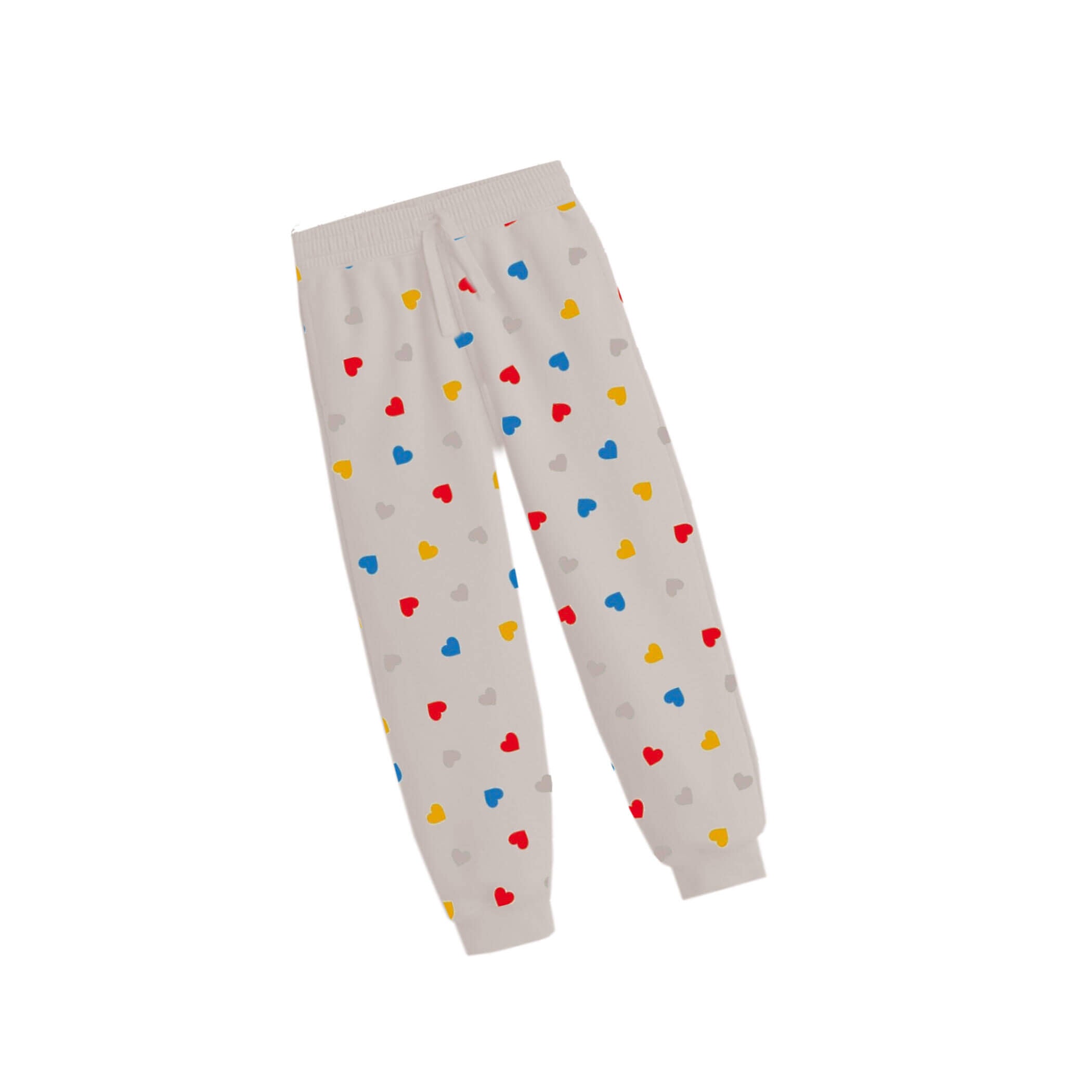 Multi Colors Hearts Fleece Trouser-Skin