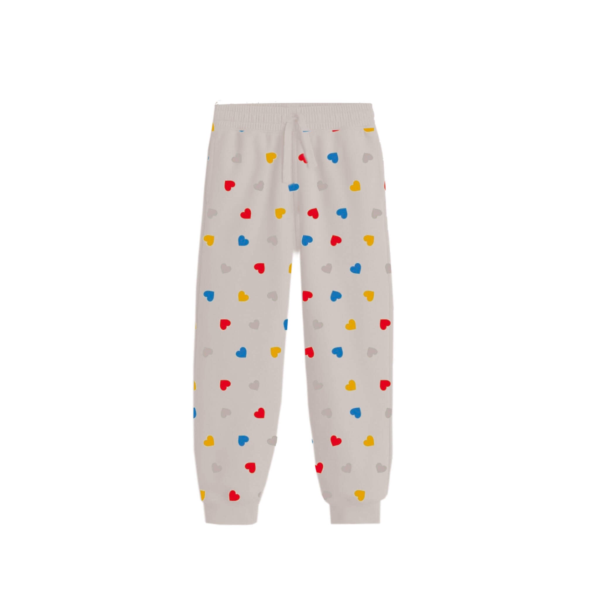 Multi Colors Hearts Fleece Trouser-Skin