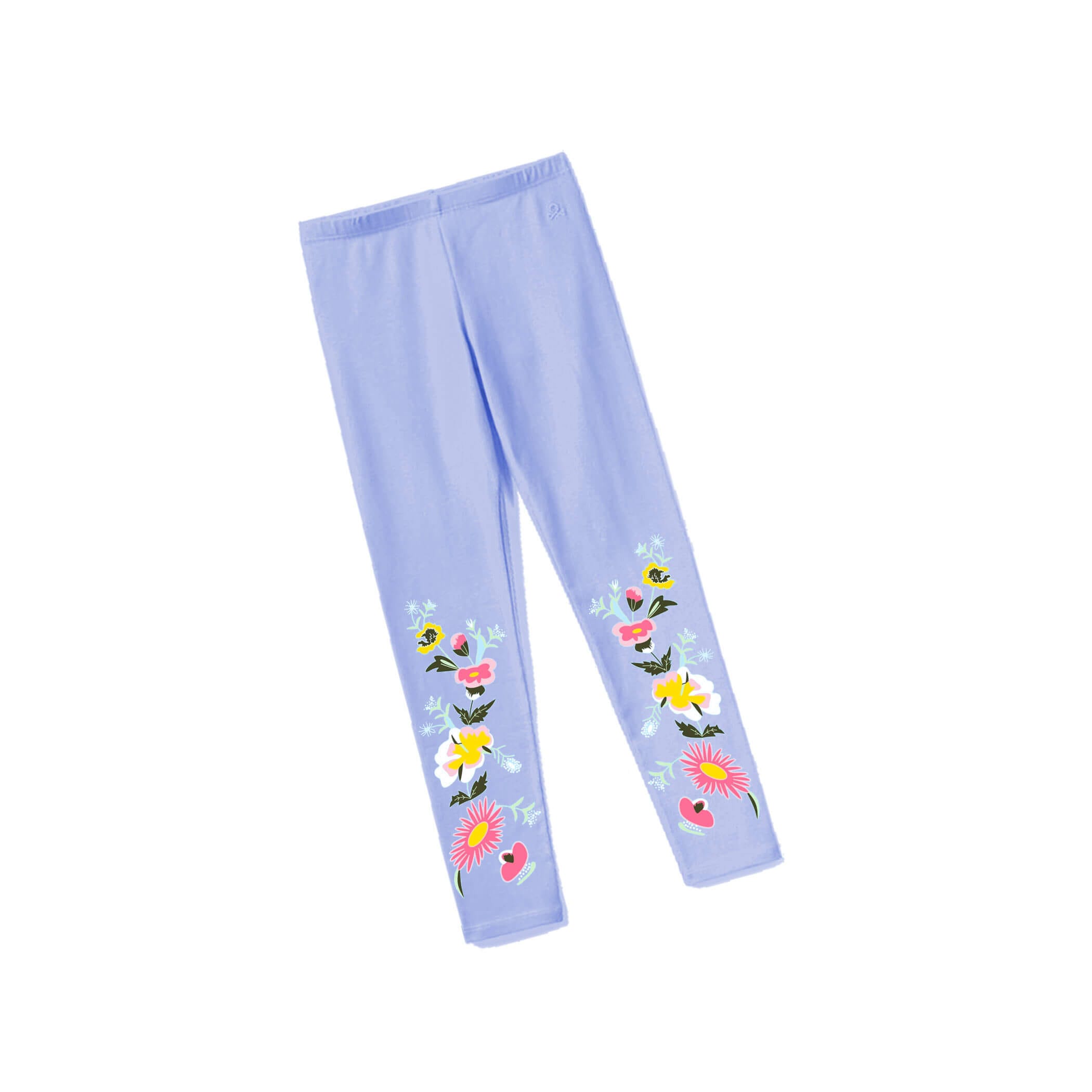 Multi Flowers Bunch Lycra Tights - Sky Blue