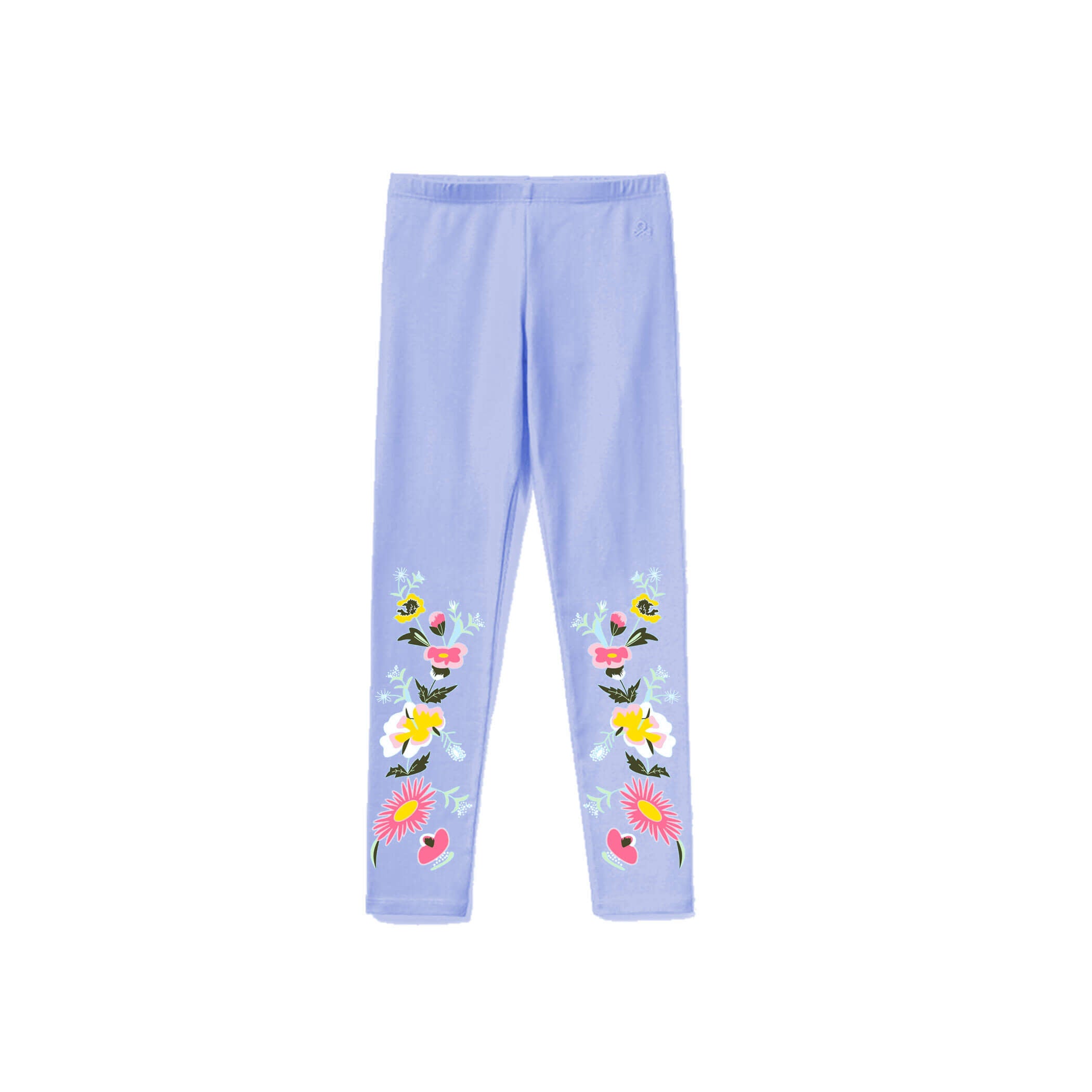 Multi Flowers Bunch Lycra Tights - Sky Blue