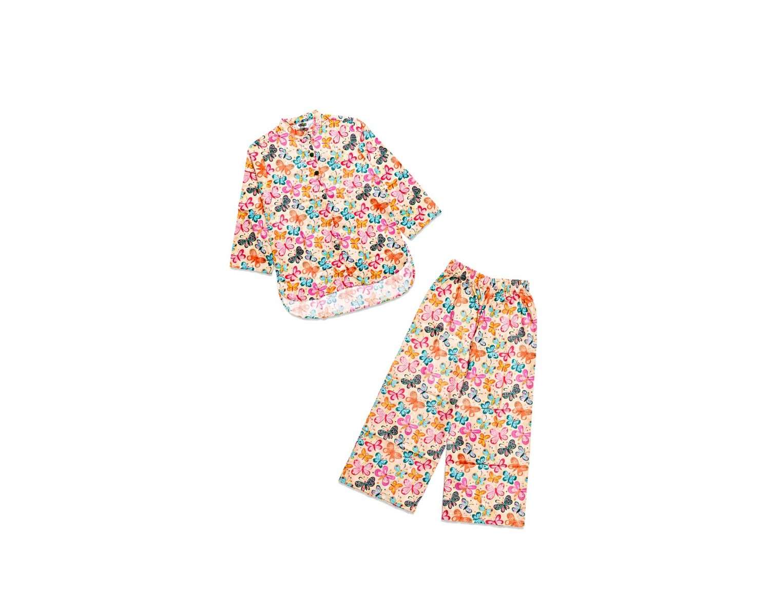 Multi Color Butterfly Kurti with Flapper Trouser -Skin-1