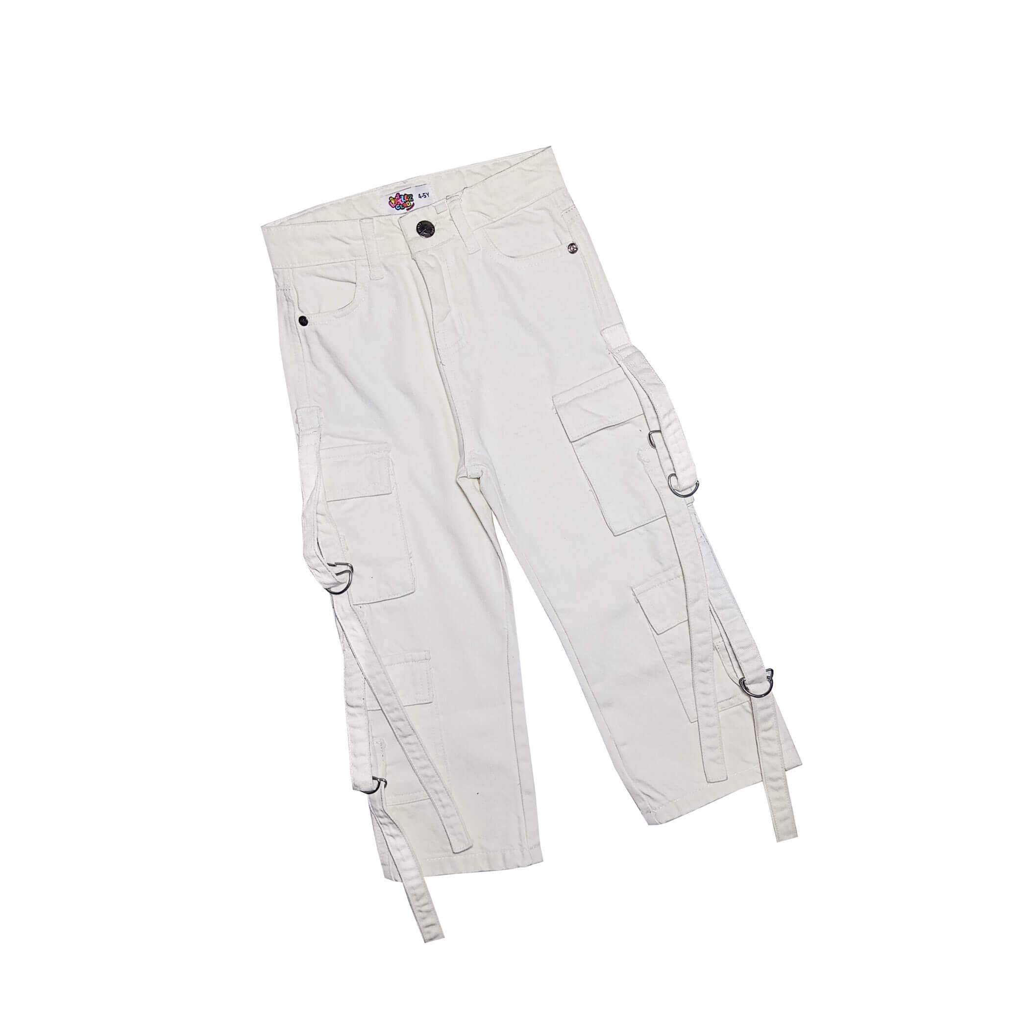 Multi Pockets Cargo Baggy Denim Pant -Off White