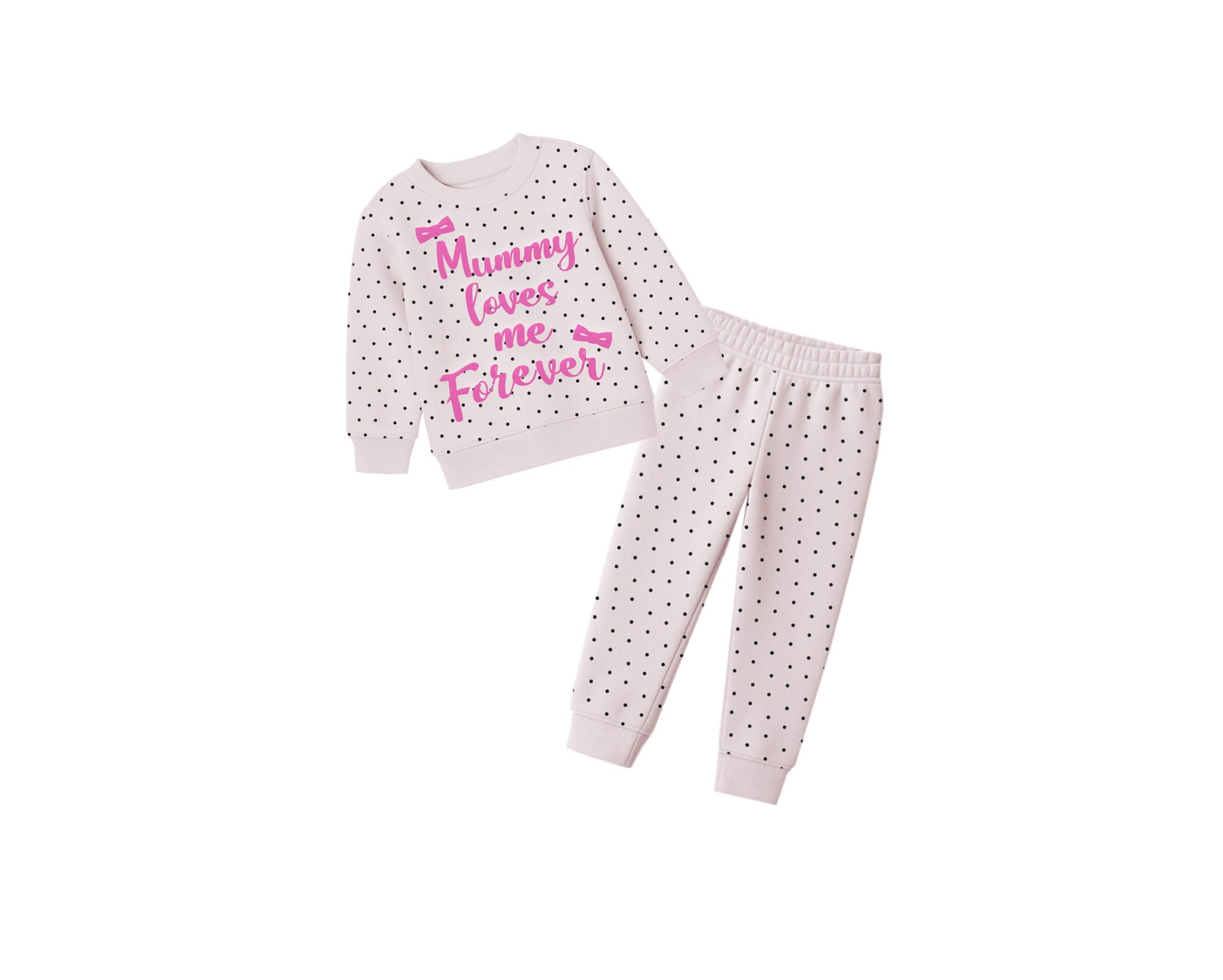 Mummy Loves Me Forever All Over Fleece Tracksuit - Skin