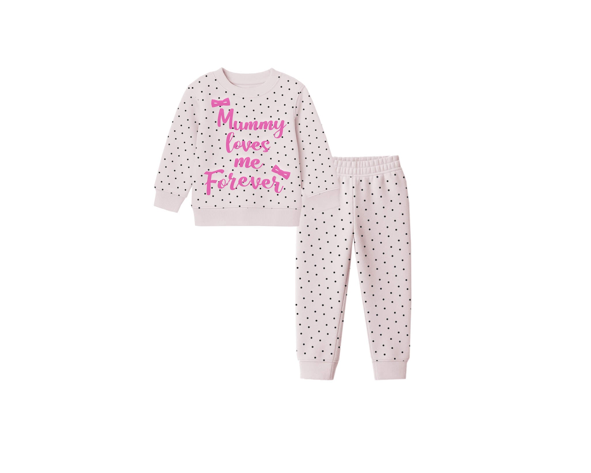 Mummy Loves Me Forever All Over Fleece Tracksuit - Skin