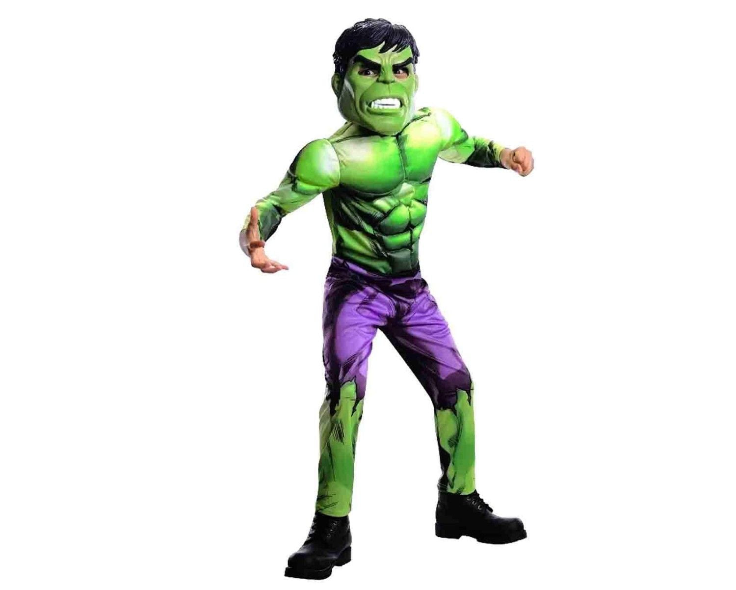 Musculer Padded Hulk Costume with Plastic Mask